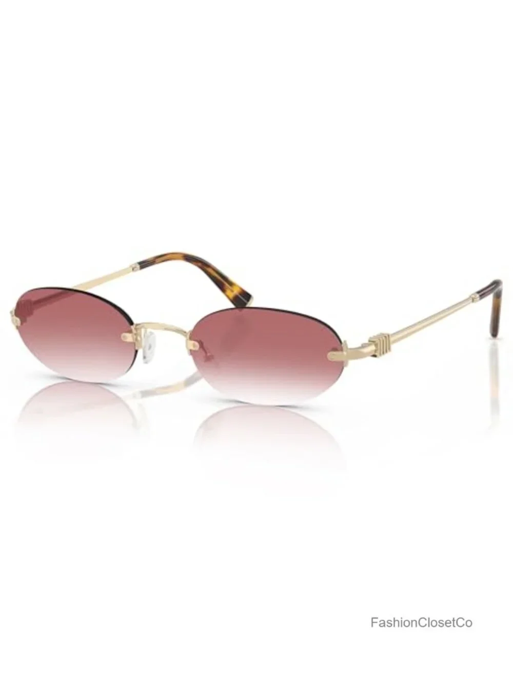 Retro Small Oval Sunglasses Rimless Narrow Frame UV400 Protection